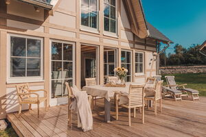 Ferienhaus Woge - Sonnenterrasse mit Panorama-Wasserblick