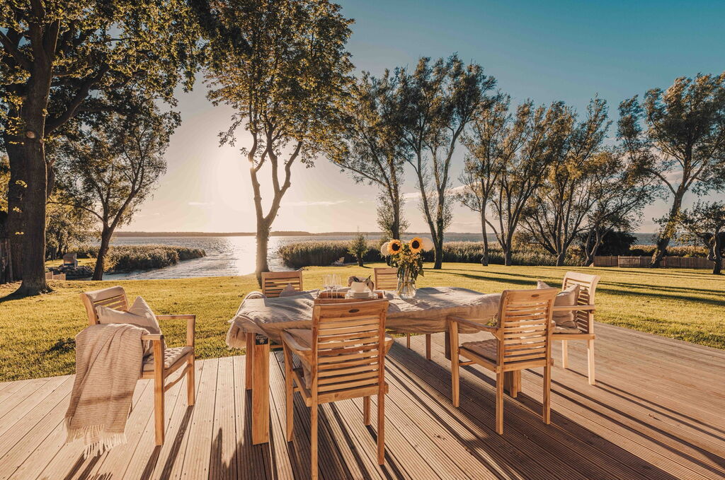 Watermark Usedom - Ferienhaus Welle - Terrasse mit Panorama-Wasserblick